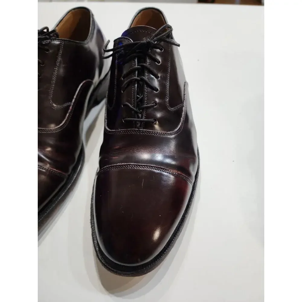 Johnston & Murphy Mens Melton Oxford Dress Shoes Burgundy Leather Cap Toe 8.5D